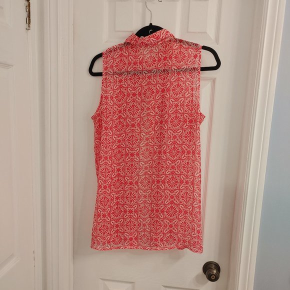 Sheer Sleeveless Button-Down Top - Picture 2 of 5